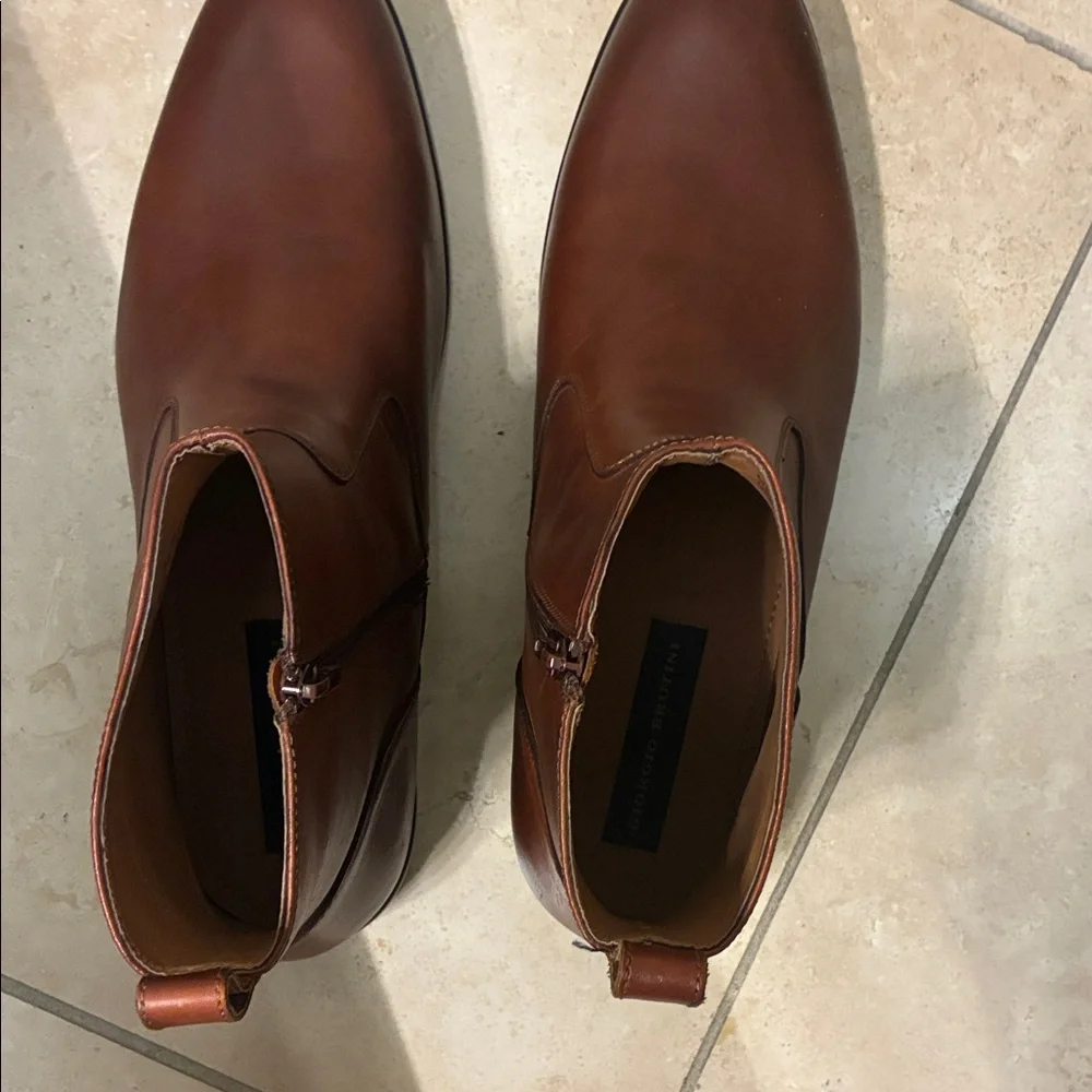 NWOB Giorgio Brutini Men's Leather Zip Up Ankle Boots in Rich Brown in Sz 13M